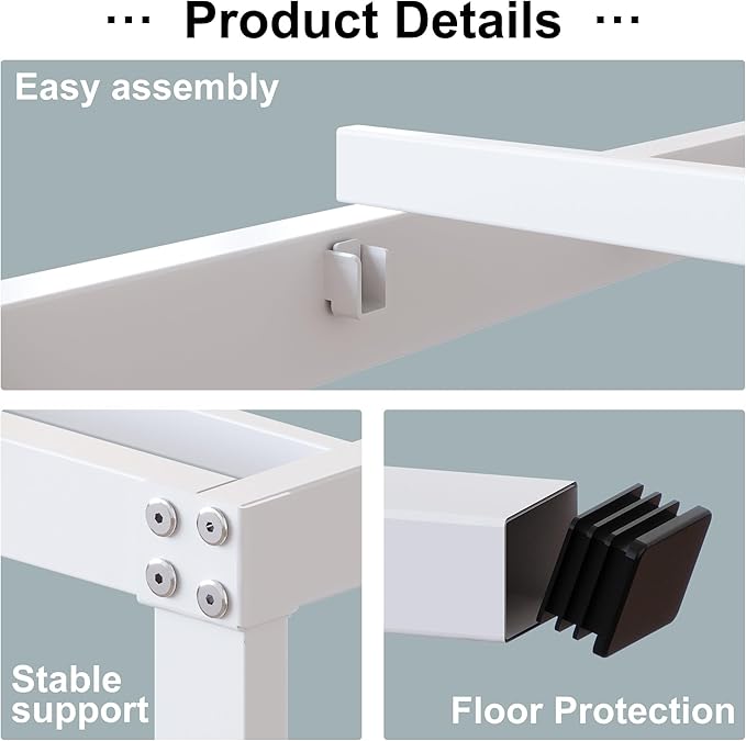 18 Inch Queen Bed Frame Heavy Duty Metal Platform No Box Spring Needed, Maximum Storage, Easy Assembly, Noise Free, White