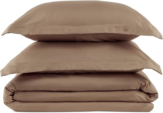 PeachSkinSheets 1500tc Level of Softness Soft Cooling Duvet Cover Set | King/Cali King Size - Light Mocha
