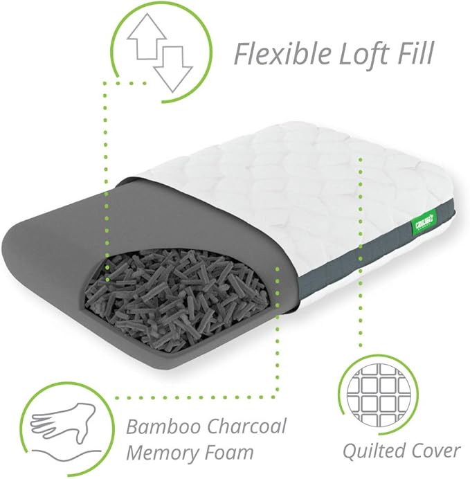 Cariloha Universal & Adjustable Flex Pillow | White | Standard | 32"x20" | Viscose Material | Naturally breathable, Hypoallergenic, & Moisture wicking