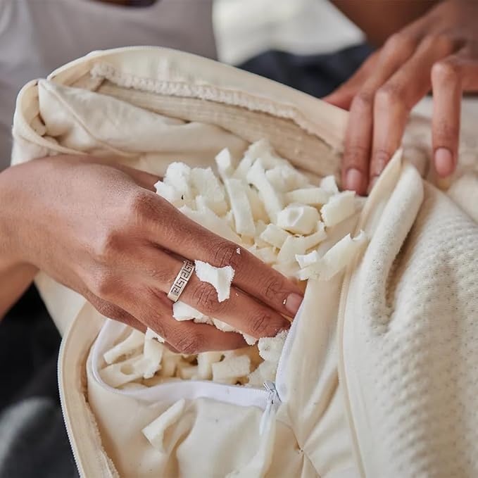 Naturepedic Organic Latex Pillow - King Bed Pillow with Soft Comfort - Luxury Pillow with Adjustable Fill for Comfortable Sleeping, Back Support and Neck Pain Relief