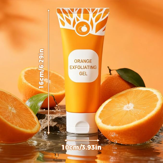 Orange Exfoliating Gel for Face & Body,Deep Pore Cleansing Gel Peeling Scrub,Remove Blackheads Moisturize Cleansing Scrub,Gentle Exfoliator for All Skin Types (Orange/1pcs, 100ML)