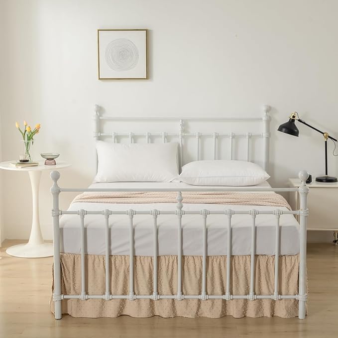 Tufted Dot Bed Skirt Full Size,Ruffled Bed Skirt with Split Corners, Full Bed Skirt 14 Inch Drop, Boho Full Size Bed Skirt Camel for Ruffled Bed Skirt with Split Corners, Bed Skirts Full Size