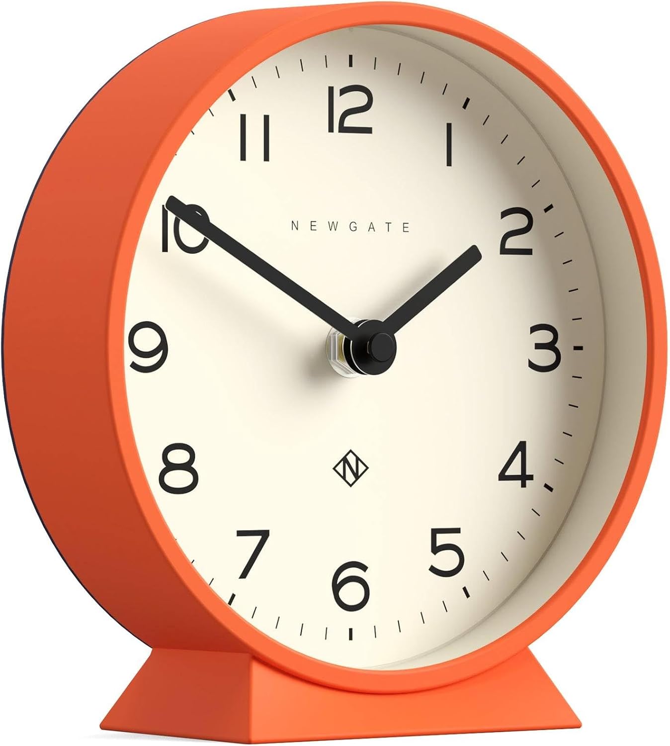 NEWGATE® M Mantel Echo Desk Clock | Modern Round Design | Pumpkin Orange | Easy to Read Numbers | Contemporary Style for Desk, Table, Shelf or Bedside