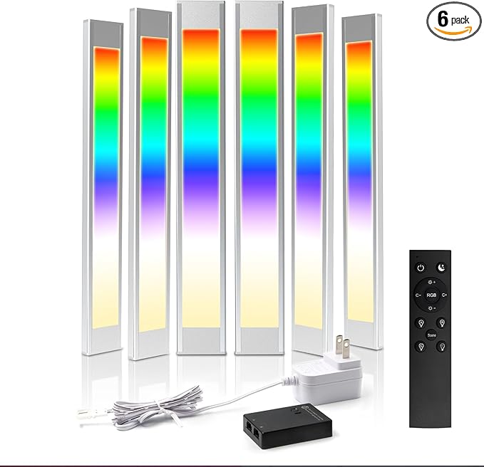 VST RGB Under Cabinet Lighting with Adjustable White Light, 12V Ultra-Thin LED Light Bar, APP & Voice (Alexa/Google), Remote & Button Control, Linkable Strip Lights for Cabinets, Closets, Shelves