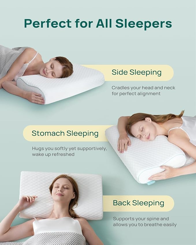 Ergonomic Memory Foam Pillow - Orthopedic Cervical Support Pillow for Neck & Shoulder Pain Relief, Adjustable Contour Pillow for All Sleeping Positions，King Size