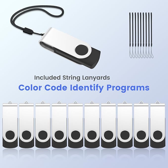 ABLAZE Flash Drives 1GB 20 Pack, USB 2.0 Thumb Drive Bulk with Lanyards Swivel Memory Stick U Disk 1GB Pendrive USB Pack (Black)