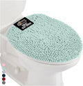 GORILLA GRIP Soft Chenille Bathroom Toilet Lid Cover, Machine Washable Seat Covers, 19.5x18.5, Stays in Place Rubber Backing, Fits Most Round, Elongated and Oblong Lids, Accessories Decor, Seablue