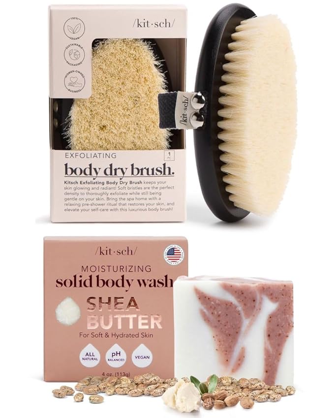 Kitsch Dry Brushing Body Brush & Shea Butter Exfoliating Bar Soap with Discount