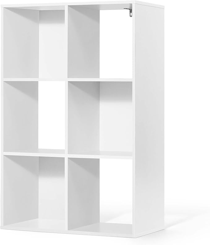 CAPHAUS Sturdy Room 11-Inch Cube Storage Organizer Shelf, with Thick Exterior Edge, Storage Shelf Divider w/Back, Bookcase, 6-Cube, White