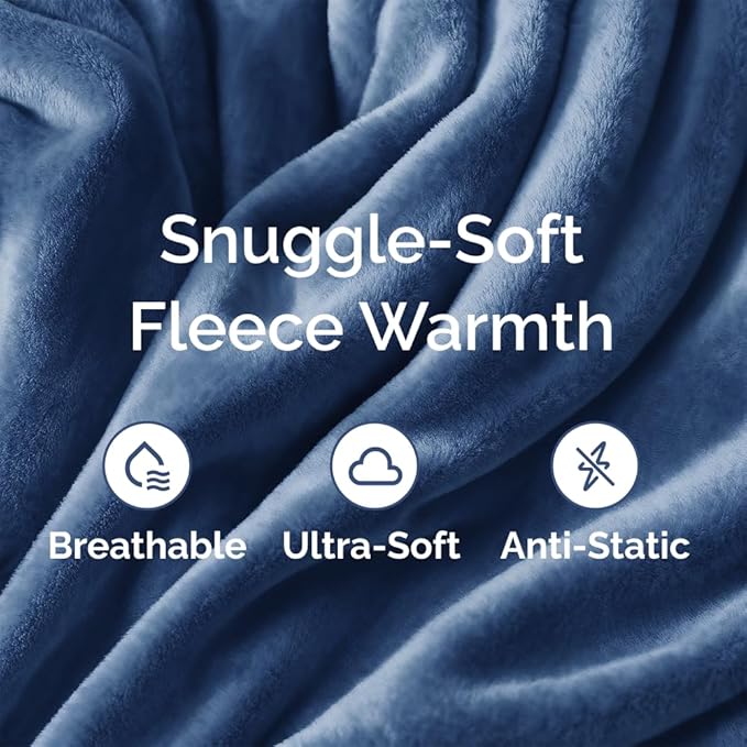 Ultra Soft Fleece Blanket Queen Size - Flannel Fleece Luxury Queen Blanket - Lightweight for Couch Bed Chair - Thick, Warm and Breathable - All Season Cozy Anti-Static Microplush Bedding, Royal Blue