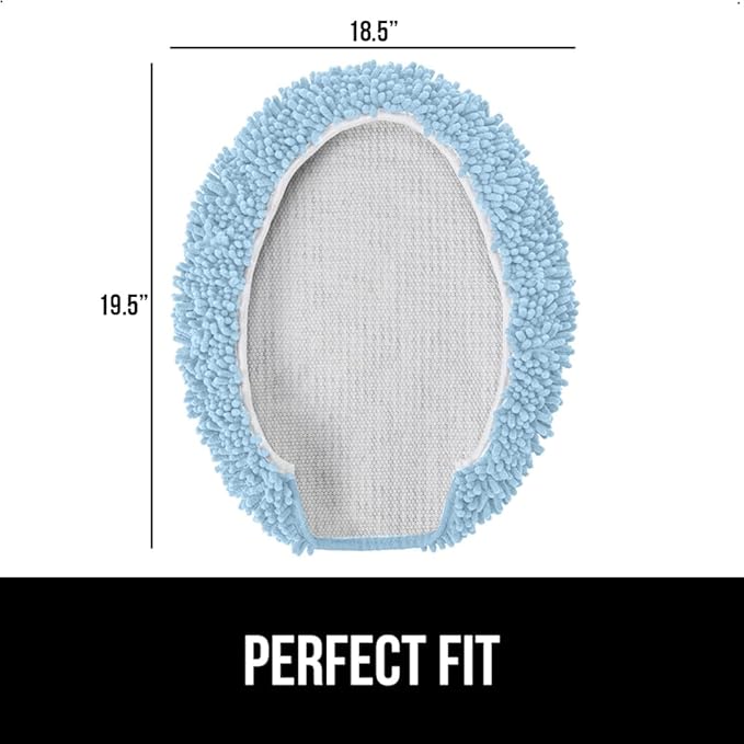 GORILLA GRIP Soft Chenille Bathroom Toilet Lid Cover, Machine Washable Seat Covers, 19.5x18.5, Stays in Place Rubber Backing, Fits Most Round, Elongated and Oblong Lids, Accessories Decor, Light Blue