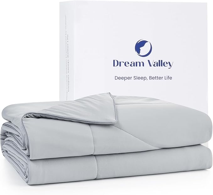Dream Valley® Outlast® Deepsleep Cooling Comforter, Throw Size, NASA-Grade Space Technology Cooling Blanket for Hot Sleepers Night Sweats, Q-Max > 0.45 Aerocool™ Breathable Light Grey, 60"x80"