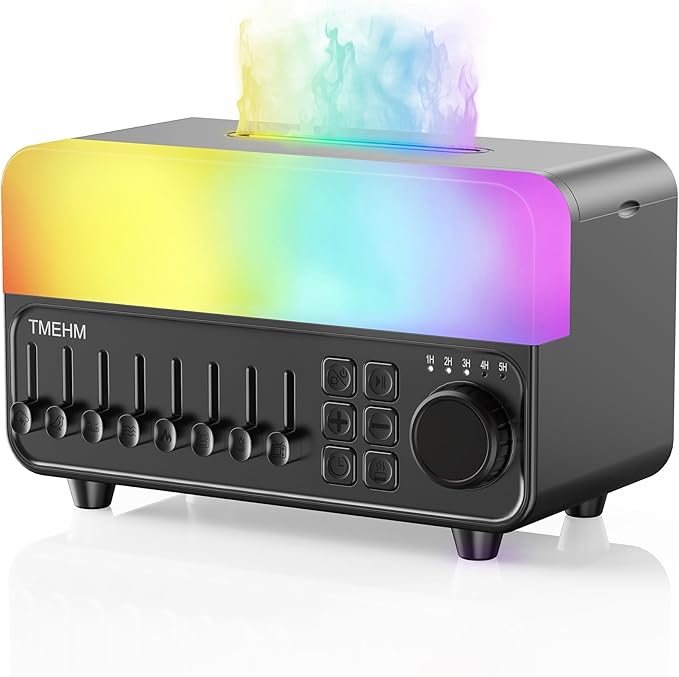 2026 4-in-1 Aroma Essential Oil Diffuser with Bluetooth Speaker Function, Humidifier, 12 Colors Night Light with 8 Nature Sounds, White Noise & Timer for Bedroom, Baby, Adults, and Kids (Black)