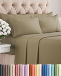 Full 6 Piece Sheet Set - Cooling, Comfy & Breathable - Hotel Luxury Bedding, Includes Fitted Sheet for Women, Men, Kids and Teens - 1 Flat, 1 Fitted Sheet, 4 Pillowcases with Deep Pockets - Khaki