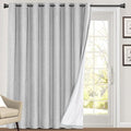 PrinceDeco 100% Blackout Curtains for Bedroom Linen Drapes 108 Inches Long Extra Wide Thermal Sliding Glass Door Curtain Room Divider Sound Proof Curtain for Bedroom,W100 X L108 Inch,Glacier Gray