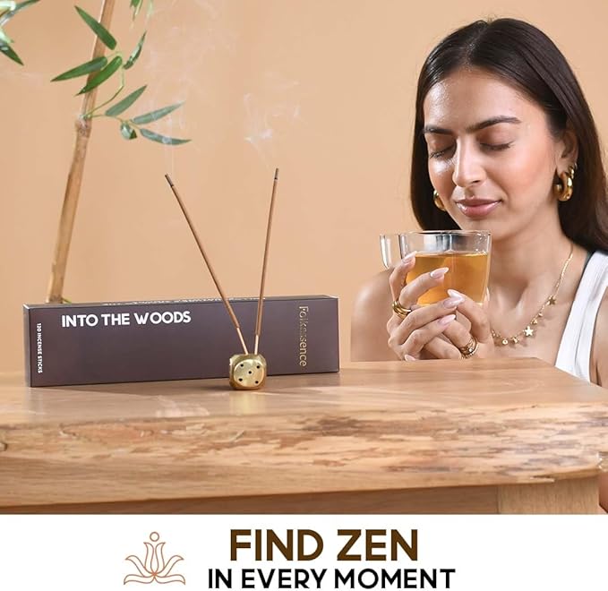 Folkulture Incense Sticks | Set of 6 (120) Insence-Sticks with 45 Mins Burn Time | Non Toxic Sandalwood, Eucalyptus, Cedar, Palo Santo | Organic White Sage Inscents