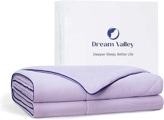 Dream Valley® Outlast® Deepsleep Cooling Comforter, Full/Queen Size, NASA-Grade Space Technology Cooling Blanket for Hot Sleepers Night Sweats, Q-Max > 0.45 Aerocool™ Breathable, Lavender Fog, 90"x90"