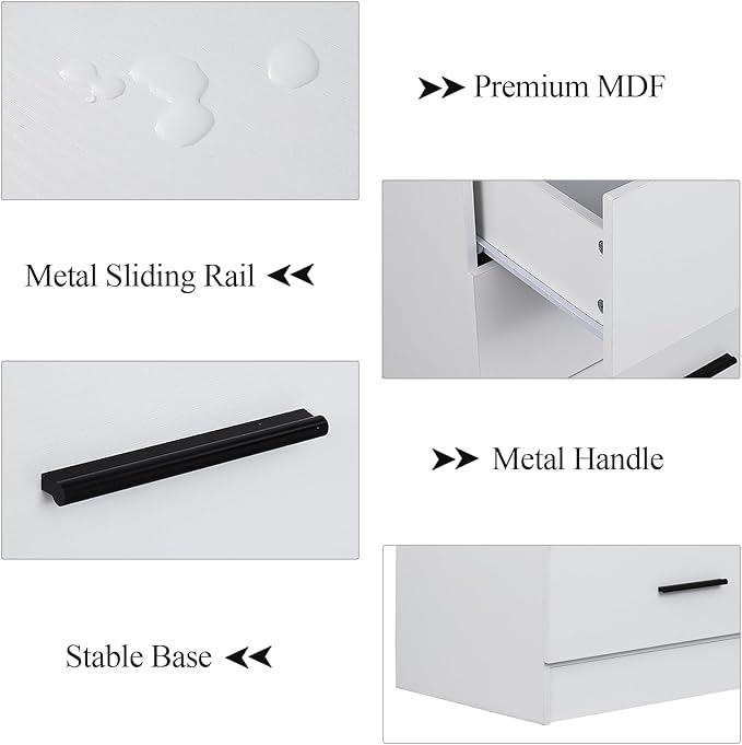 4 Drawers Dresser with Power Outlet, Chest of Drawers with LED Light, White Dresser Organizer with Open Storage Cubby, Modern Nightshatnd for Bedroom, Living Room, Entryway, Hallway