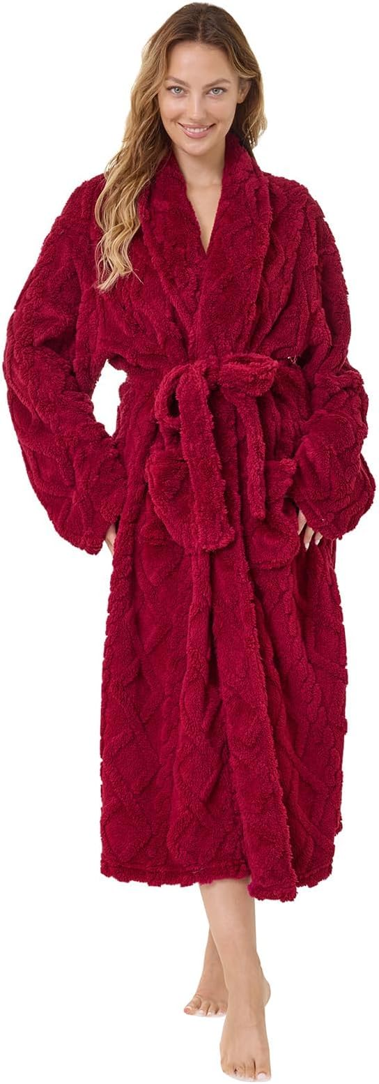 MIZZEO Microfiber Robes for Women, Cozy Soft Warm Plush Women Robe Plush Long Bathrobe