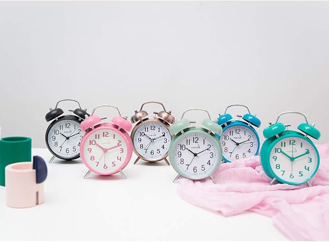 Loud Alarm for Deep Sleepers 4'' Twin Bell Alarm Clock with Backlight for Bedroom and Home Decoration(Green)