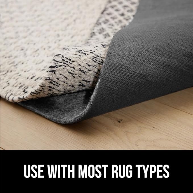 GORILLA GRIP Felt and Natural Rubber Stay in Place Slip Resistant Rug Pad, 1/4in Thick, 8x11 FT Protective Padding Under Area Rugs, Cushioned Gripper Pads, Carpet Runners, Hardwood Floors Protection