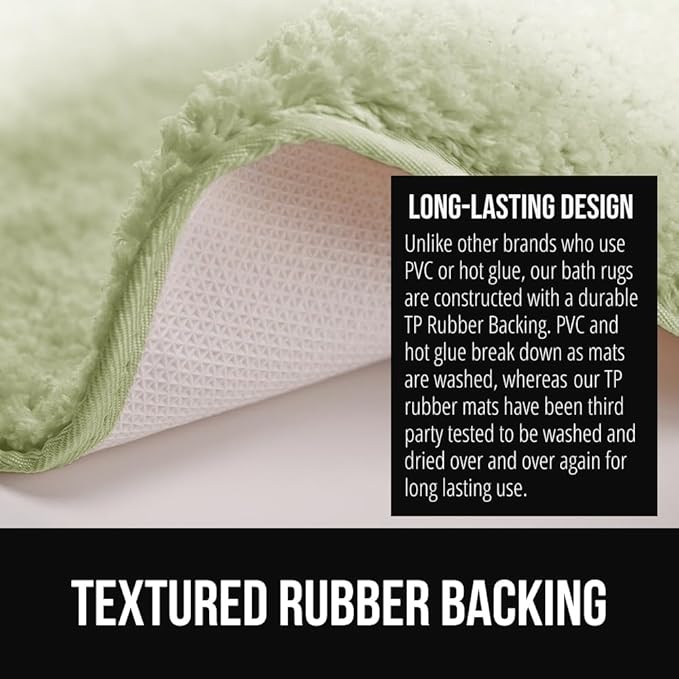 GORILLA GRIP Ultra Soft Plush Bathroom Rugs with Textured Rubber Backing, Absorbent Quick Dry Bath Mat, Machine Washable Shower Mats, Home Décor Accessories Bathmat Rug Essentials, 30 x 18 Sage