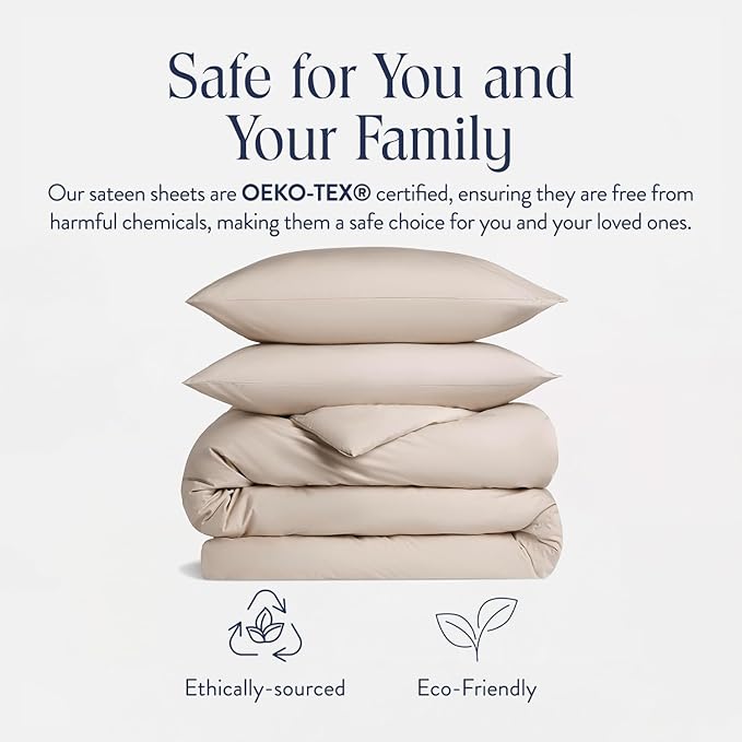 Brooklinen Luxury Sateen Duvet Cover Set - 100% Cotton, Full/Queen Size in Pebble - Includes 1 Duvet Cover and 2 Standard Pillowcases - Best Full/Queen Duvet Covers
