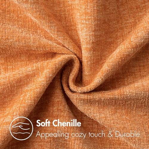 MIULEE Soft Chenille Fall Throw Pillow Covers Orange 20x20 Inch Pack of 2 - Image 4