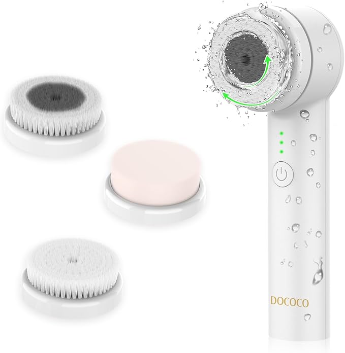 Facial Cleansing Brush, Electric Face Scrubber with 2 Rotational Directions, 3 in 1 Facial Brushes for Cleaning and Exfoliating, 3 Speeds Adjustable, Waterproof Face Wash Brush for Men Women