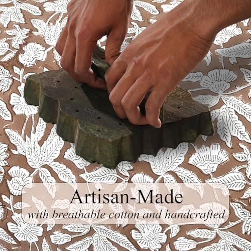 Ridhi Block Print Oak Brown Ruffle Lumbar Pillow Shams - Image 3