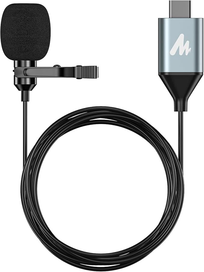MAONO USB C Lavalier Microphone for iPhone 15, iPad, Android, Omnidirectional Condenser Lapel Mic for Recording, Interview, Video Podcast, Vlogging, YouTube, TikTok, UL11