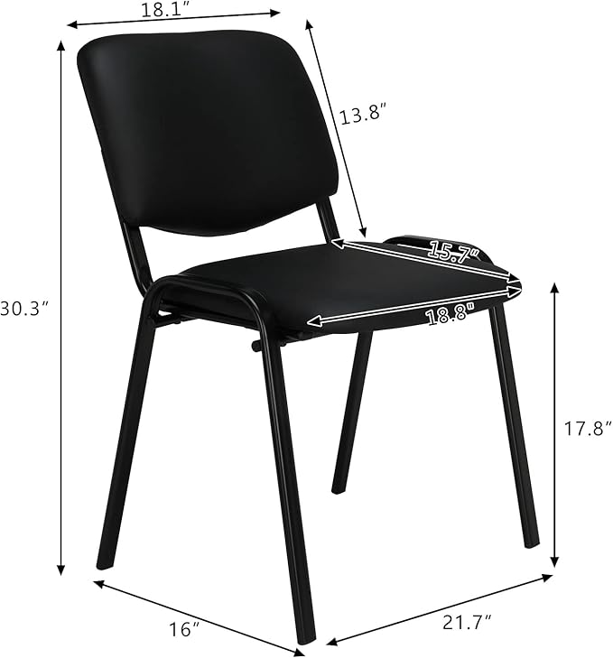 VINGLI Waiting Room Chairs, 10-Pack PU Church Chairs Conference Stackable Set, Office Guest & Reception Stacking for Meeting Room, Lobby, Simple&Space-Saving, Pu-black