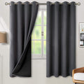 BGment Thermal Insulated 100% Blackout Curtains for Bedroom with Black Liner, Double Layer Full Room Darkening Noise Reducing Grommet Curtain (52 x 72 Inch, Dark Grey, 2 Panels)