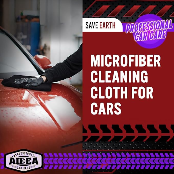 AIDEA Microfiber Cleaning Cloth Black 20PK, Microfiber Towels for Cars, Premium Car Cloth, Dusting Cloth Lint Free Cleaning Rags for SUVs, House, Kitchen, Window, Workshops,12×12"