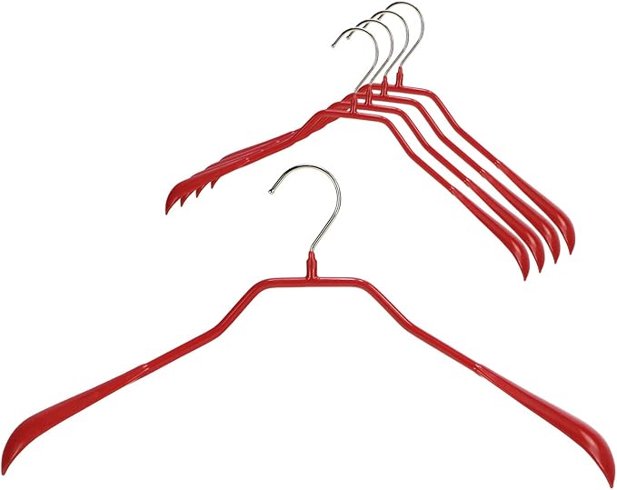 Mawa by Reston Lloyd BodyForm Series Non-Slip Space-Saving Clothes Hanger for Jackets, Suits & Coats, 16-1/2", Style 42/L, Set of 5, Red