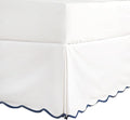 HIG Off White Chic Queen Bed Skirt - Easy Fit Scallop Edge Pleated Bedskirts, 14 Inch Drop Anti-Slip Dust Ruffle, Thick Fabric for Enhanced Privacy, Pre-Washed for Long-Lasting Use(N60022)