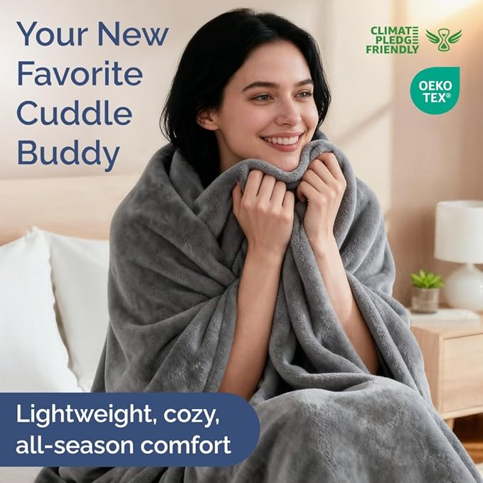 Ultra Soft Fleece Blanket King Size - Flannel Fleece Luxury King Blanket - Lightweight for Couch Bed Chair - Thick, Warm & Breathable - All Season Cozy Fuzzy, Anti-Static Microplush Bedding, Dark Grey