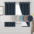 PrinceDeco 100% Blackout Curtains Navy Blue Curtains 63 Inch Length Linen Textured Thermal Insulated Black Out Drapes for Bedroom Living Room,Privacy Protection 2 Panels Set, W52 x L63 Inch