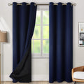 BGment Thermal Insulated 100% Blackout Curtains for Bedroom with Black Liner, Double Layer Full Room Darkening Noise Reducing Grommet Curtain (42 x 84 Inch, Navy Blue, 2 Panels)