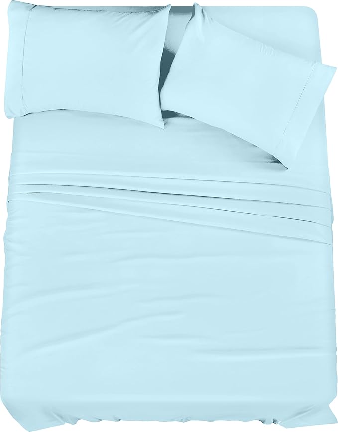 Utopia Bedding Full Sheet Set – 4 Piece Bed Sheets for Full Size Bed, Soft and Breathable Microfiber, Includes 1 Fitted Sheet, 1 Flat Sheet and 2 Pillowcases (Ice Blue)