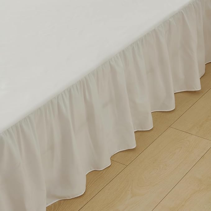 Bed Skirt Queen Size Ruffled Bed Skirt with Split Corners, Queen Bed Skirts 18 Inch Drop with Platform, White, 18'' Queen ﻿