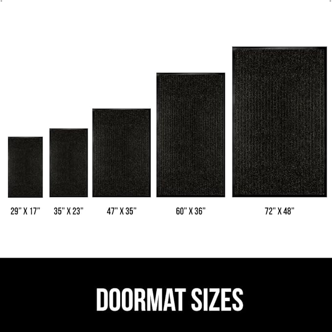 GORILLA GRIP Waterproof Traffic Guard Door Mat, 2 Pack Heavy Duty Entryway Mats, Strong Rubber Back Commercial Utility Rugs for Office Hallway, Garage Floor and Home, Low Profile Carpet, 35x23, Black
