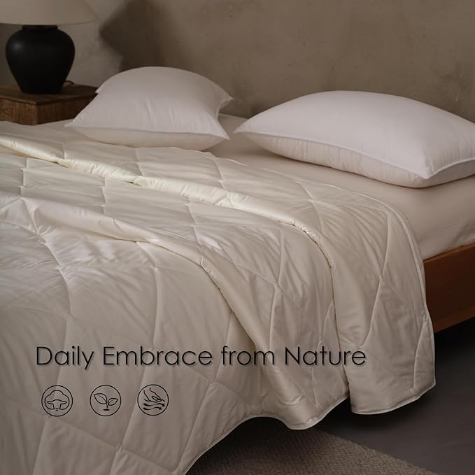 EP Mode Light Weight Wool Comforter for Summer, Purely Natural Duvet Insert, 100% Australian Wool Filling (150GSM, Size Queen)