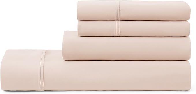 UGG Full Sheet Set 4-Piece Luxury Cooling Sheets Deep Pockets Premium Bedding with 2 Pillow Shams Hypoallergenic Machine Washable, for Dorm Essentials & College Bedding, Full, Shell Pink (Hedi)