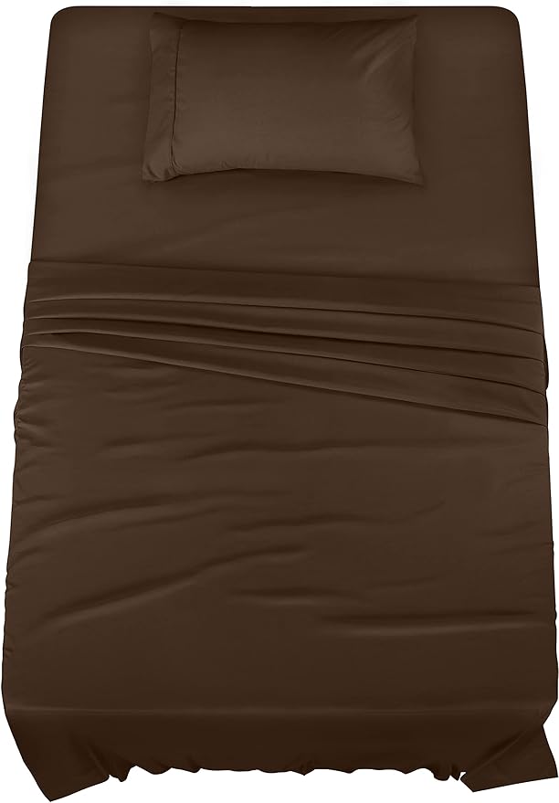 Utopia Bedding Twin Bed Sheets Set - 3 Piece Bedding - Brushed Microfiber - Shrinkage and Fade Resistant - Easy Care (Twin, Brown)