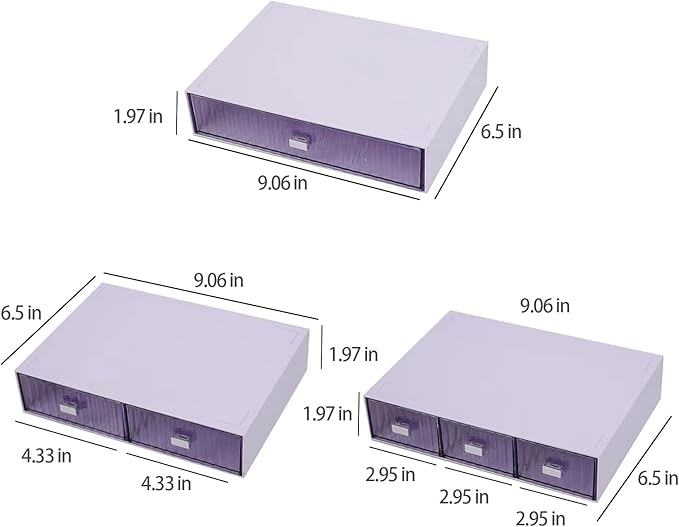 Stackable Desk Drawer Organizer, Plastic Storage Drawer, Grocery Organizer For Stationery/Office Supplies (Purple, 1 Compartment)