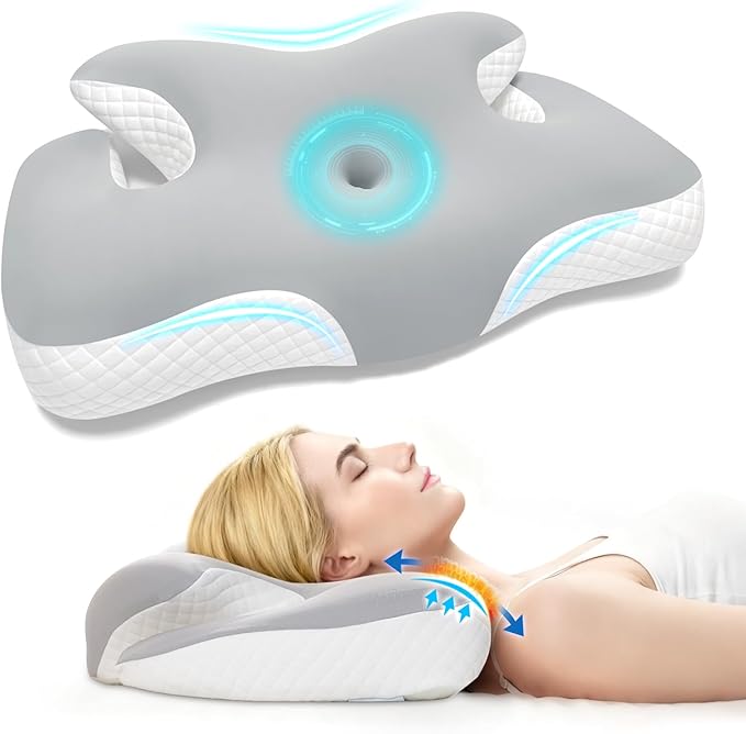 Cervical Neck Pillow for Sleeping,Ergonomic Memory Foam Pillows for Neck and Shoulder Pain Relief,Adjustable Contour Neck Support Bed Side Sleeper Pillow for Women Men Gift(Ash Grey)