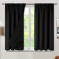 BGment Black Black Out Curtains for Bedroom Window 2 Panels Set, Bedroom Curtains Double Layer 100% Room Darkening Thermal Insulated Rod Pocket Window Drapes, Each 52 x 54 Inch,
