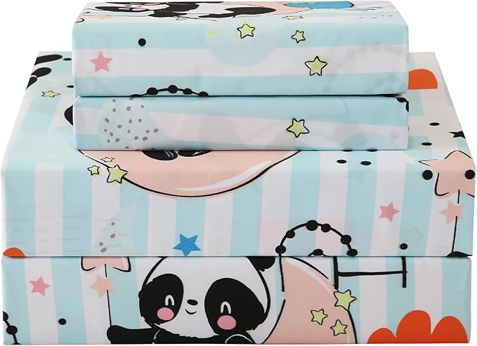 JSD Panda Kids Sheet Set Twin Size, 3 Piece Blue Moon Stars Printed Microfiber Bed Sheets Deep Pocket
