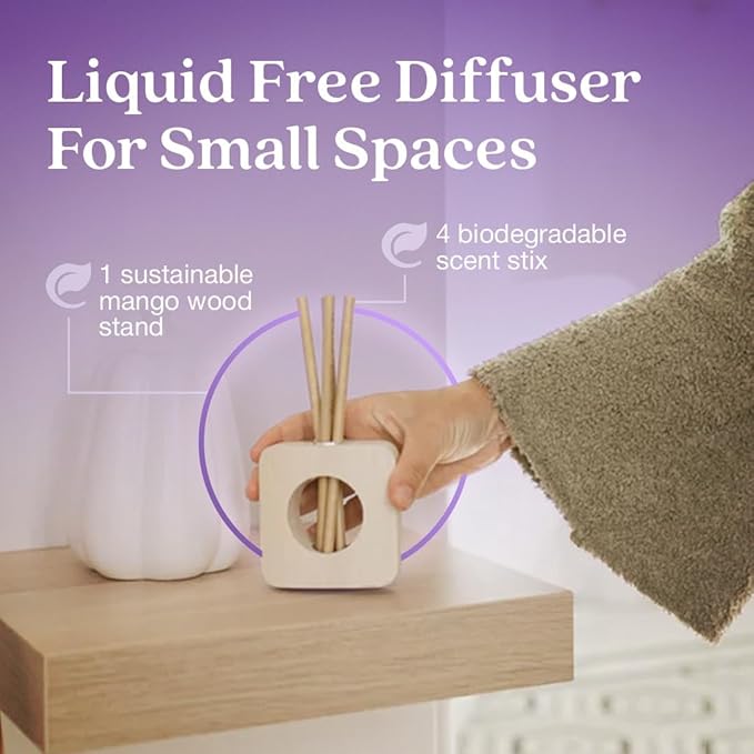 Enviroscent Non-Toxic Air Freshener for Home | Liquid Free Diffuser | Home Fragrance Lasts Over 30 Days | Kit includes 1 Mango Wood Stand & 1 Scent Stix Refill (Lavender Tea & Honey)